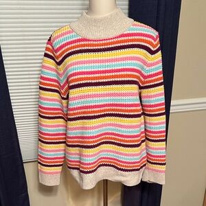 Talbots Colorful Striped Mock Turtleneck Sweater